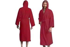 KAHAF COLLECTION Men’s Hooded Bathrobe, 100% Cotton Terry Bathrobe, Spa Style Bath Robe, Absorbent Shower Robe, Lightweight Towel Bathrobes