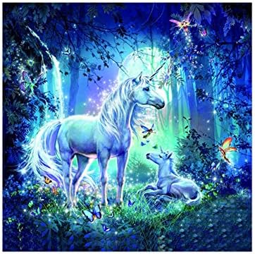 5D Diy Diamond Painting by Number Kits, Cross Stitch Handmade Crafts for Home Wall Decor by Caromoriber House (White Unicorn)