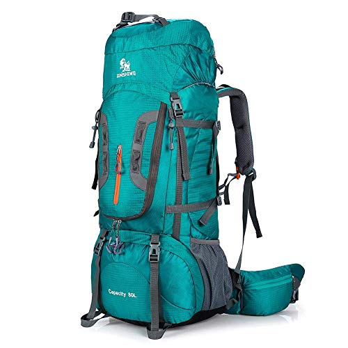 ONEPACK 80L Internal Frame Hiking Backpack Women Men Waterproof Rain Cover Climbing Backpack fit Outdoor Travel Mountaineering Camping (80L Blue)