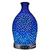 Sztrokia Essential Oil Diffuser, 3D Glass Aromatherapy Diffuser, 300ML Aroma Essential Oil Cool Mist Humidifier with 24 Color Changing, Metal-Case Base, Waterless Auto Shut-Off for Home, Office,Baby