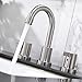 Phiestina 2 Handle 3 Hole 8 Inch Widespread Bathroom Faucet with Metal Pop-Up Drain, Brushed Nickel, WF015-1-BN