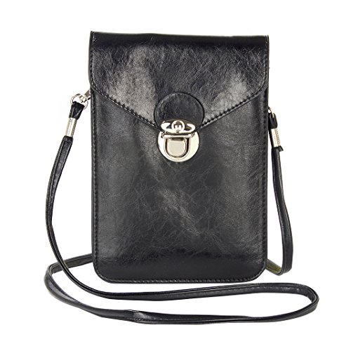 Leather Shoulder Messenger Bag, Rosa Schleife Practical Ladies Men Double Layer Leather Cross Body Shoulder Bag Purse Po