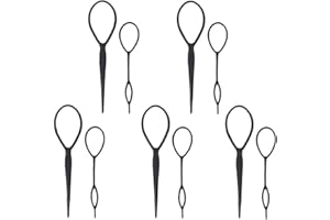 Hair Braid Maker Ponytail Styling Maker Ponytail Topsy Tail Loop Plastic Resin Hair Styling Tool Accessories Black 5 Set 10Pc