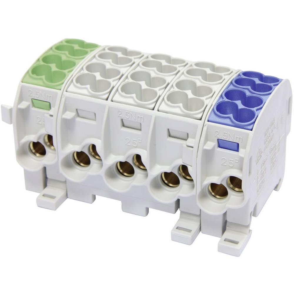 Leipold Group HoraeTec 080150-3-4 Main Cable Junction Terminal 3-Colour 5-Pin 25 mm² Conductor Type = PE, L, N