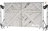 LB 7x5ft Rustic Barn Door Backdrop Vinyl Vintage White Wood Door Backdrops for Photography Newborn Baby Shower Birthday Party Cake Table Banner Photo Booth Studio Props