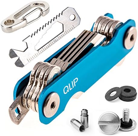 Key Holder Organiser Smart Folding Portable Pocket Keyring - Includes Bottle Opener Multi-Tool, Carabiner & Loop for Car FOB - Swiss Army Knife Styled Design (2-10 Keys, Blue)