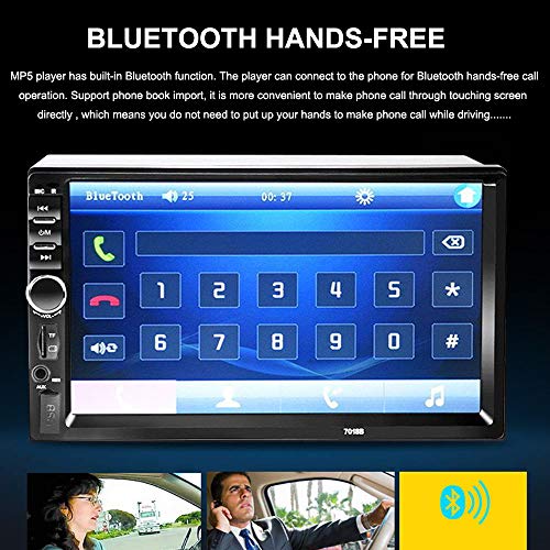 Aigoss Car Stereo Bluetooth MP5 Video Digital Player 7" Touch Screen 2 Din Car Radio Wireless Remote Control Hands Free Multimedia with Rear-View Camera, Support Backup/TF/FM/AUX/USB