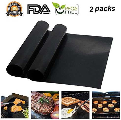Hirundo Non-Stick BBQ Baking Mats, (Black, 2 Packs)