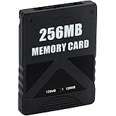Mcbazel 256MB Memory Card for PlayStation 2 and PS2 Slim Console, Black | Two 128MB Save Areas With a Front Selector, Plug and Play With No Boot Disc, Memory Card for PS2 Fat and Slim Consoles Only