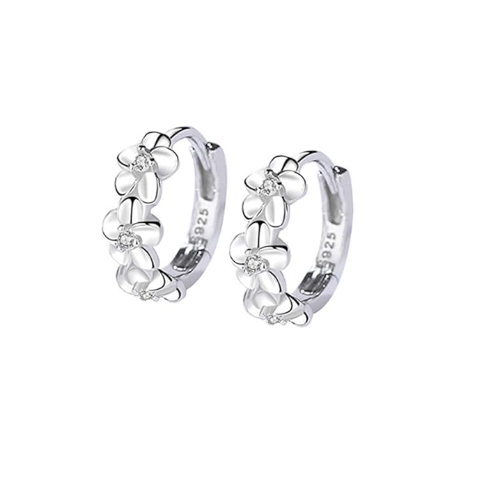 YAXUN Damen Kleine Creolen Ohrringe 925 Sterling Silber Schöne Blume Cluster Ohrstecker Ohrringe Modeschmuck für Frauen Mädch