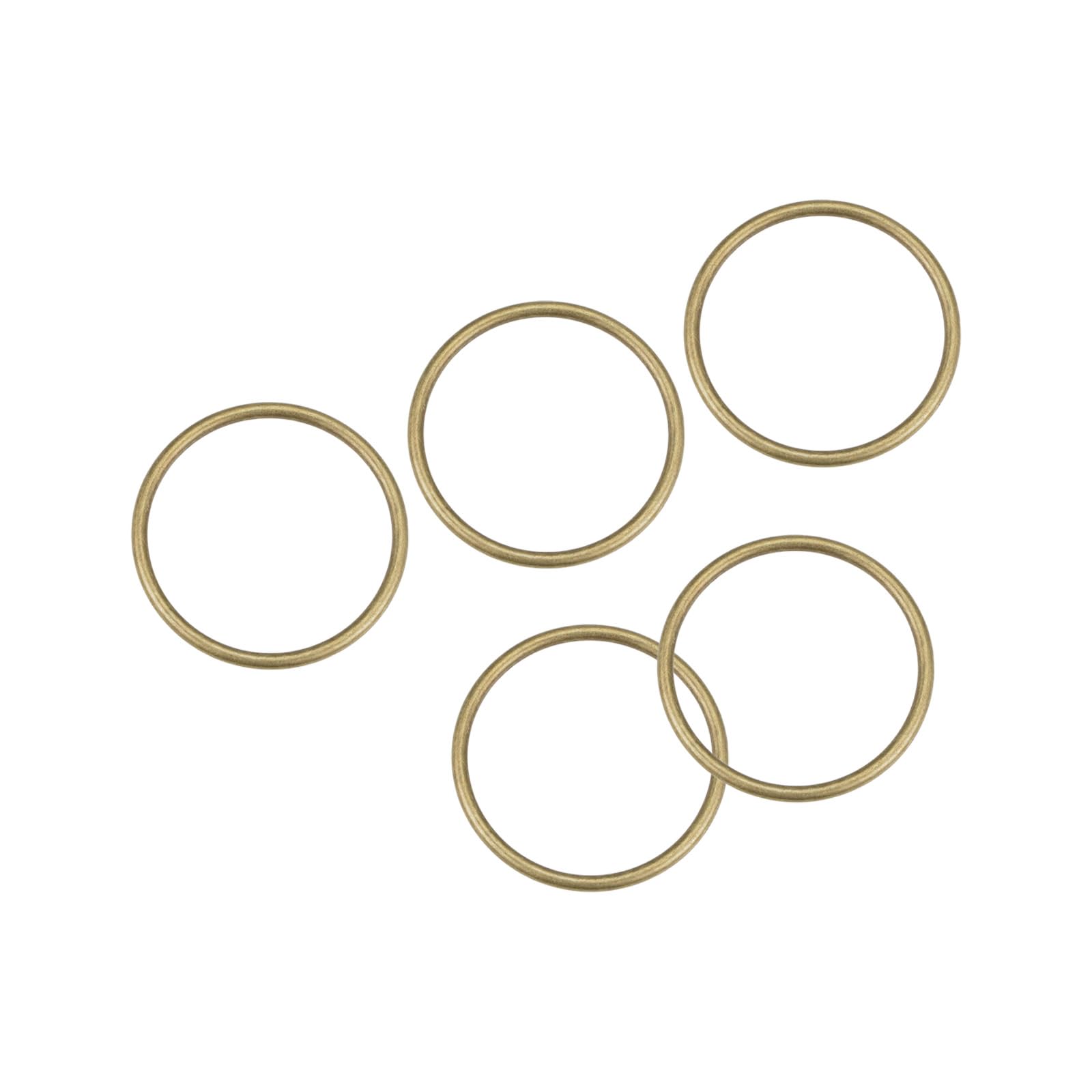 METALLIXITY Metal O Ring Buckles (45mm ID 3mm Thick) 5pcs, Welded Zinc Alloy Round Rings - for Craft DIY Bags Purse, Bronze Tone
