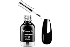 V VENALISA VENALISA Tempered Gel Top coat, No Wipe Long-Lasting High Gloss Shiny Top coat, Soak Off U V Lamp Clear Gel Nail Polish