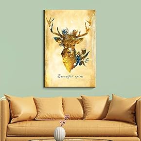 Abstract Watercolor Style Golden Deer
