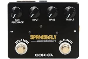 GOKKO Acoustic Pedal SPANISHFLY GK-32 - Preamp & DI Box for Acoustic Guitars with Anti - Feedback and Treble Boost Features