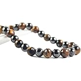 Premium Tiger Eye Beads Hematite Magnetic Therapy Necklace for Men and Women, Healing Crystal Stone Jewelry 20”Length