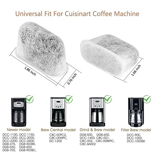 18-Pack of Premium Replacement Cuisinart Charcoal Water Filters - Universal Fit for Cuisinart Coffee Makers Machines (18-Pack for Cuisinart)