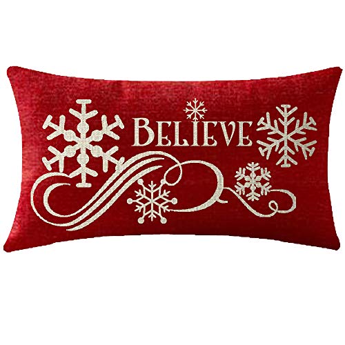 NIDITW Nice Christmas Birthday Gift Christmas Tree Beautiful Snowflakes Believe Letters Lumbar Waist - //medicalbooks.filipinodoctors.org