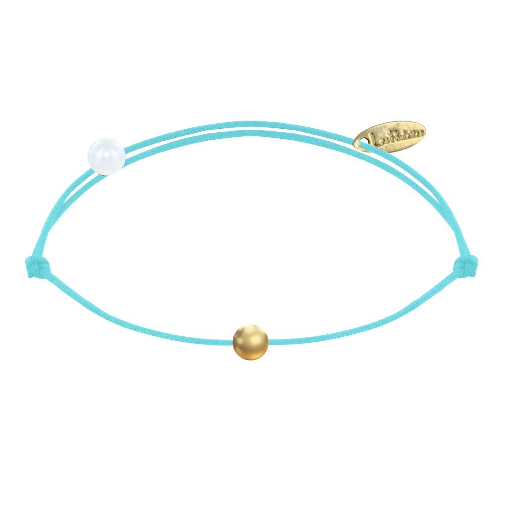 LES POULETTES BIJOUX - Bracelet Link Small Gold Plated Pearls - Classics - Turquoise