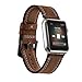 Elobeth iWatch Band Series 4 44mm Genuine Leather Replacement Watchband Crazy Horse Double Lines with Secure Metal Clasp Buckle Compatible Apple Watch 4 44mm/ 42mm Brown