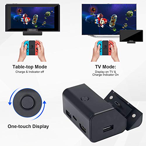 Nintendo Switch Dock, BRHLAMV Portable Replacement for Nintendo TV Dock Station with HDMI, USB 3.0, 2USB 2.0 and Charging Ports