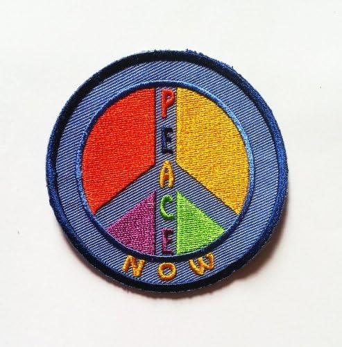 Peace now Sign Embroidered Patch Anti-War Hippie Iron-On Symbol