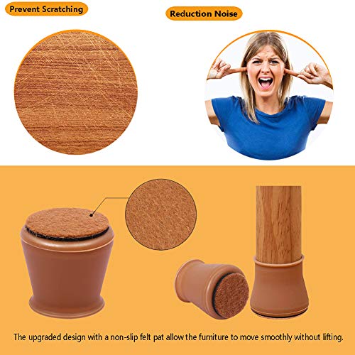 Stuhl Fußabdeckung-24 Stück Möbel Stuhl Beine Kappen, Silikon Stuhl Beine Schutz rutschfeste runde Beine Schutz Bodenbelag, verhindert Kratzer und Geräusche (Brown-24)