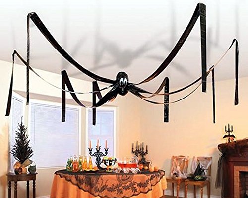 Fun Express Hanging Halloween Plastic Spider, 20 Foot, Black