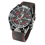 Jingjing1 Men’s Sports Wrist Watches Quartz Military Watch Rubber Silicone Analog Wristband (Red)