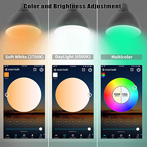 MagicLight Smart WiFi Light Bulb, No Hub Required, Dimmable Multicolor A19 E26 7W (60w Equivalent) Smart Bulb, Compatible with Alexa Google Home Siri IFTTT (3 Pack)