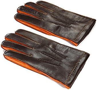MINGXIN mens real lambskin nappa leather driving gloves short length winter wear