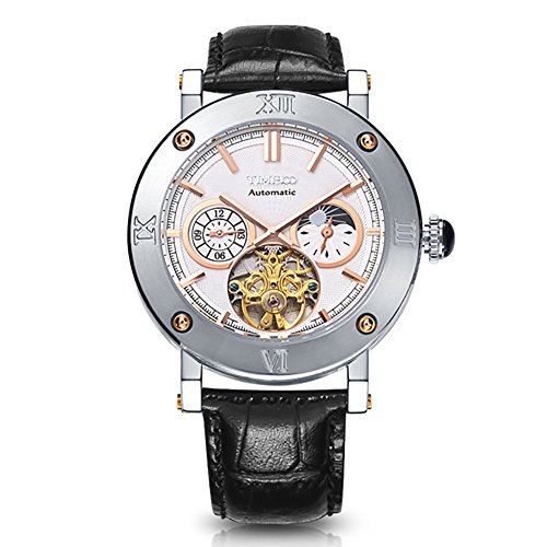 Time100 sun&moon phase dual time men s stainless st…