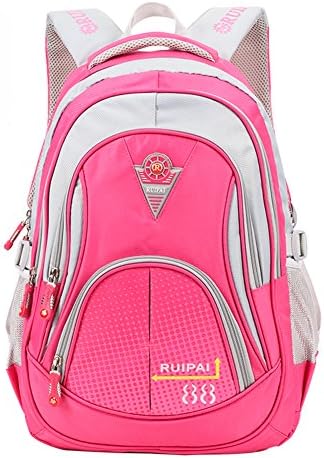 School Backpack Cute Bookbag for Girls Boys Outdoor Daypack for Middle School Students (Rose-Red --1)