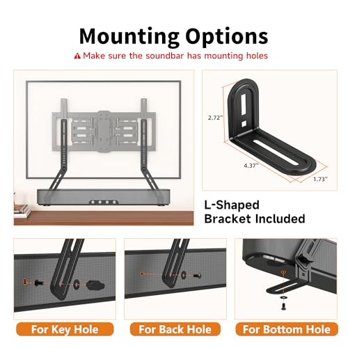 XINLEI Universal Soundbar Mount with Removable Long Extension Plates, Compatible with Most TVs from 23 to 65 Inches, up to 10 kg
