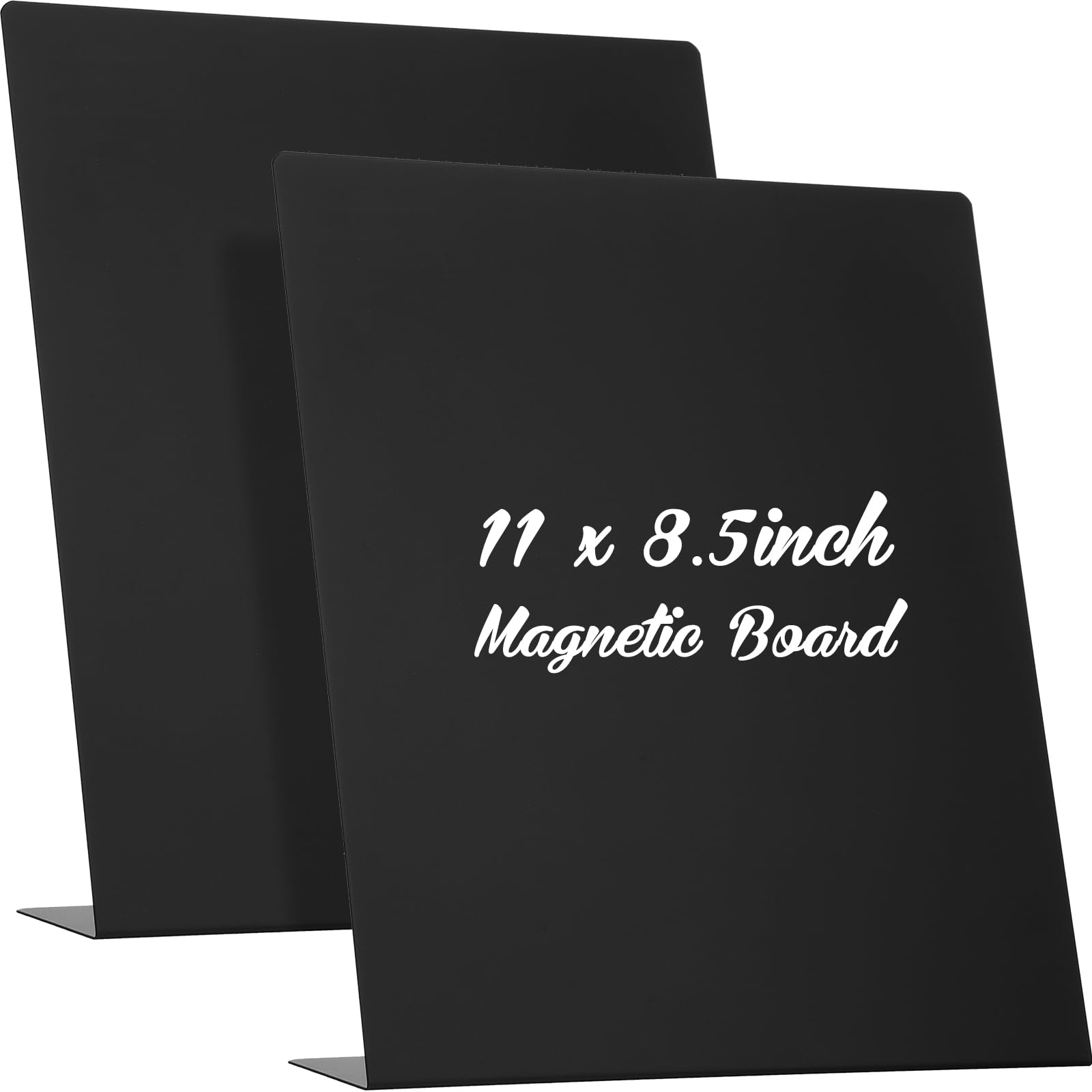 Photo 1 of Fainne Magnetic Bulletin Board with Easel Stand Mini Black Magnet Metal Tabletop Memo Display Board for Back to School Menu Table Home Kitchen Office Supplies(11 x 8.5 Inches,2 Pcs)