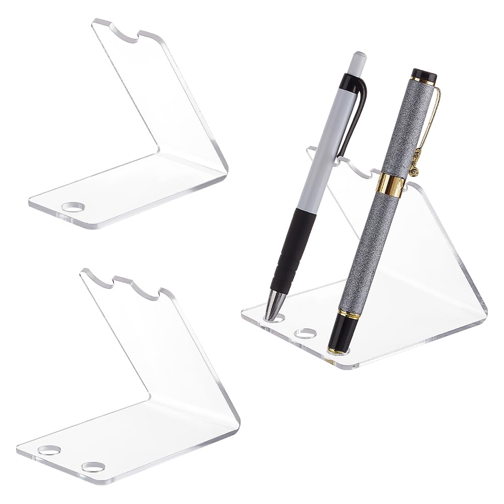 PH PandaHall 3PCS Acrylic Pen Holder Stand, 9 Slots Clear Pencil Stands Displays Holder Makeup Brush Holder Brush Rack Organizer for Home School Office Use Eyebrow Display