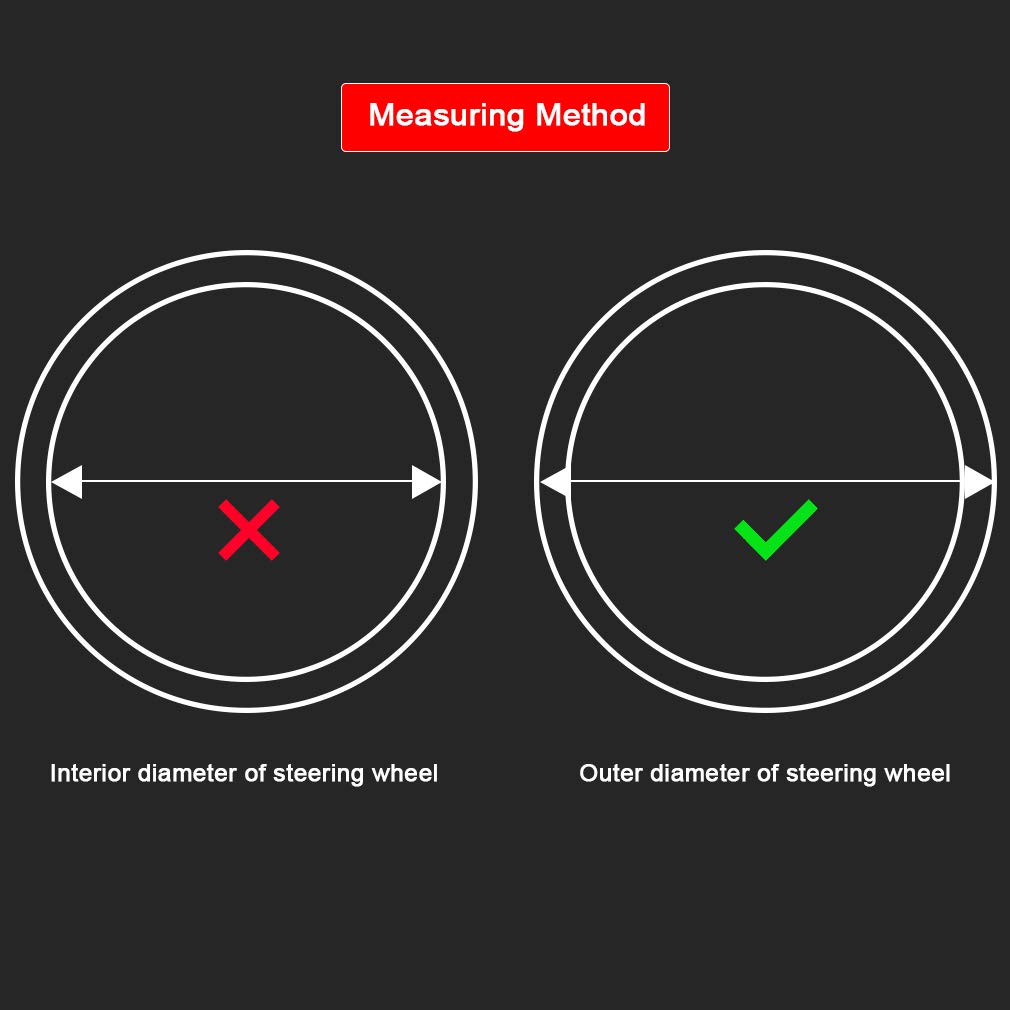 Car Steering Wheel Cover,Diameter 14 inch,PU Leather,for Full Seasons,black and red,Size S