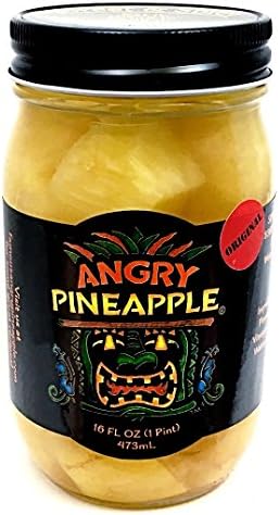 Angry Pineapple (Original) - Sweet and Spicy Pineapple Chunks in Brine for Appetizer Cocktail Mixer Snack Condiment