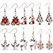 6 Pairs Christmas Dangle Earrings for Women Christmas Tree Stockings Angel Deer Snowflake Bells