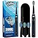 Sonic Electric Toothbrush- Electronic Black Toothbrush w/Replacement Brush Heads & Travel Case, 5 Modes, Dentist Recommended, Rechargeable w/Smart Timer, Best Ultra Whitening Toothbrushes For Adults.
