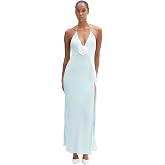 BARDOT Aradia Halter Dress, Semi Formal Wedding Guest Dress for Women, Backless Maxi Dresses for Spring &amp; Summer - Aqua