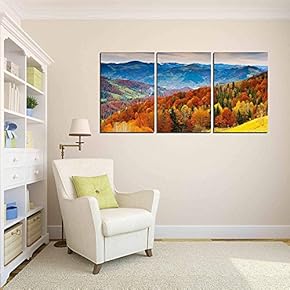 The Mountain Autumn Landscape with Colorful Forest x3 Panels