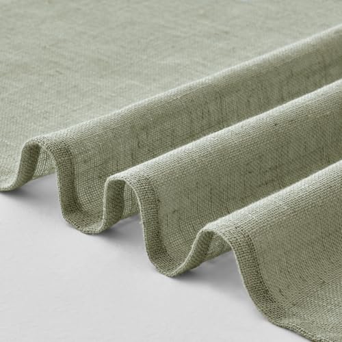 Woaboy Linen Curtains Translucent Net Curtains with Eyelets Modern Decorative for Living Room Window Bedroom 2 Pieces 140 x 245 cm Green Grey