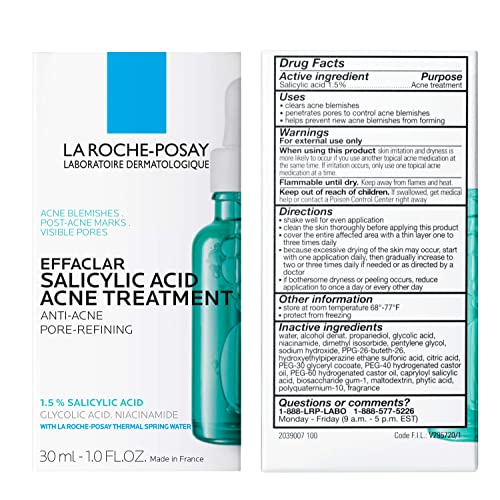 La RochePosay Effaclar Salicylic Acid Acne Treatment to Minimize Pores