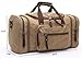 Canvas Duffel Bag, Aidonger Vintage Canvas Weekender Bag Travel Bag Sports Duffel with Shoulder Strap (Khaki)