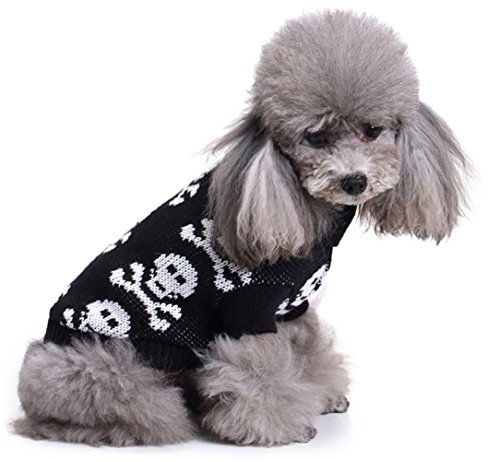 MaruPet Christmas Dog Ribbed Knit Sweater Knitwear Turtleneck Toxic Kintted Doggie Halloween Hoodies Apparel for Small Dog Black S
