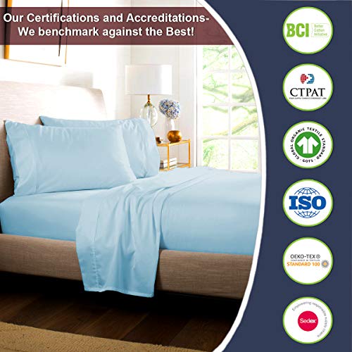 ZECOTT 100 Cotton Sheet Set QueenBaby Blue Sheet Sets Queen Size400