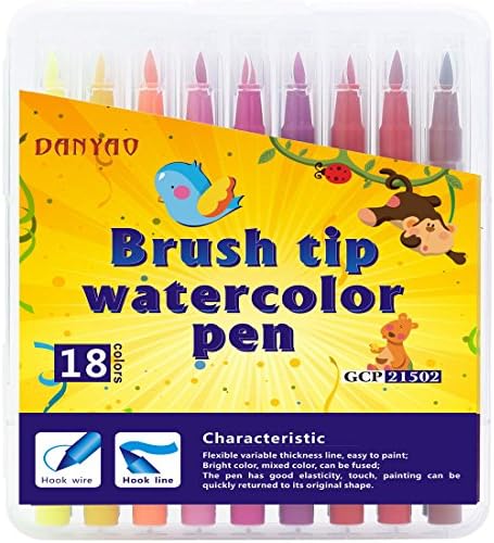 Watercolor Markers Clean Color Brush Pen Art Markers durable, creating watercolor effects the most suitable for adult coloring books-18color