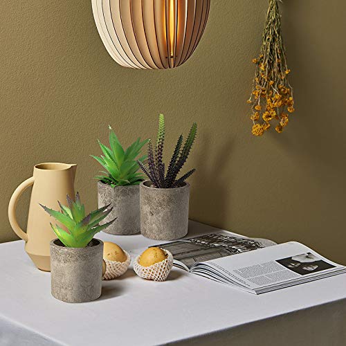 Hopewood Home Decor Small Fake Plant 3PCS Small Artificial Succulent Set Faux Potted Plant for Table Indoor Kitchen (6.2inch)