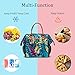 LOKASS Lunch Bag Cooler Bag Women Tote Bag Insulated Lunch Box Water-resistant Thermal Lunch Bag Soft Liner Lunch Bags with Wide-open (Blue Leaf)