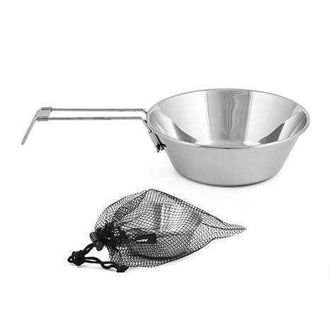 Edelstahl-Schüssel mit klappbarem Griff Outdoor-Camping-Picknick-Geschirr tragbares Kochgeschirr Platzsparender Faltschüssel
